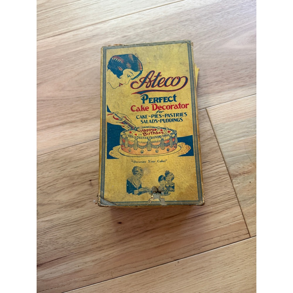 Ateco Perfect Cake Decorator No 701 Vintage 1940s Silver Metal 4 Tips Boxed Set